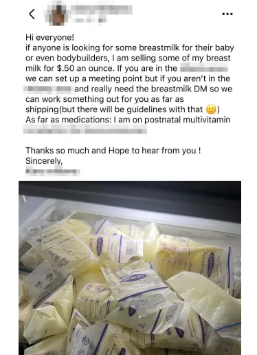 selling breast milk